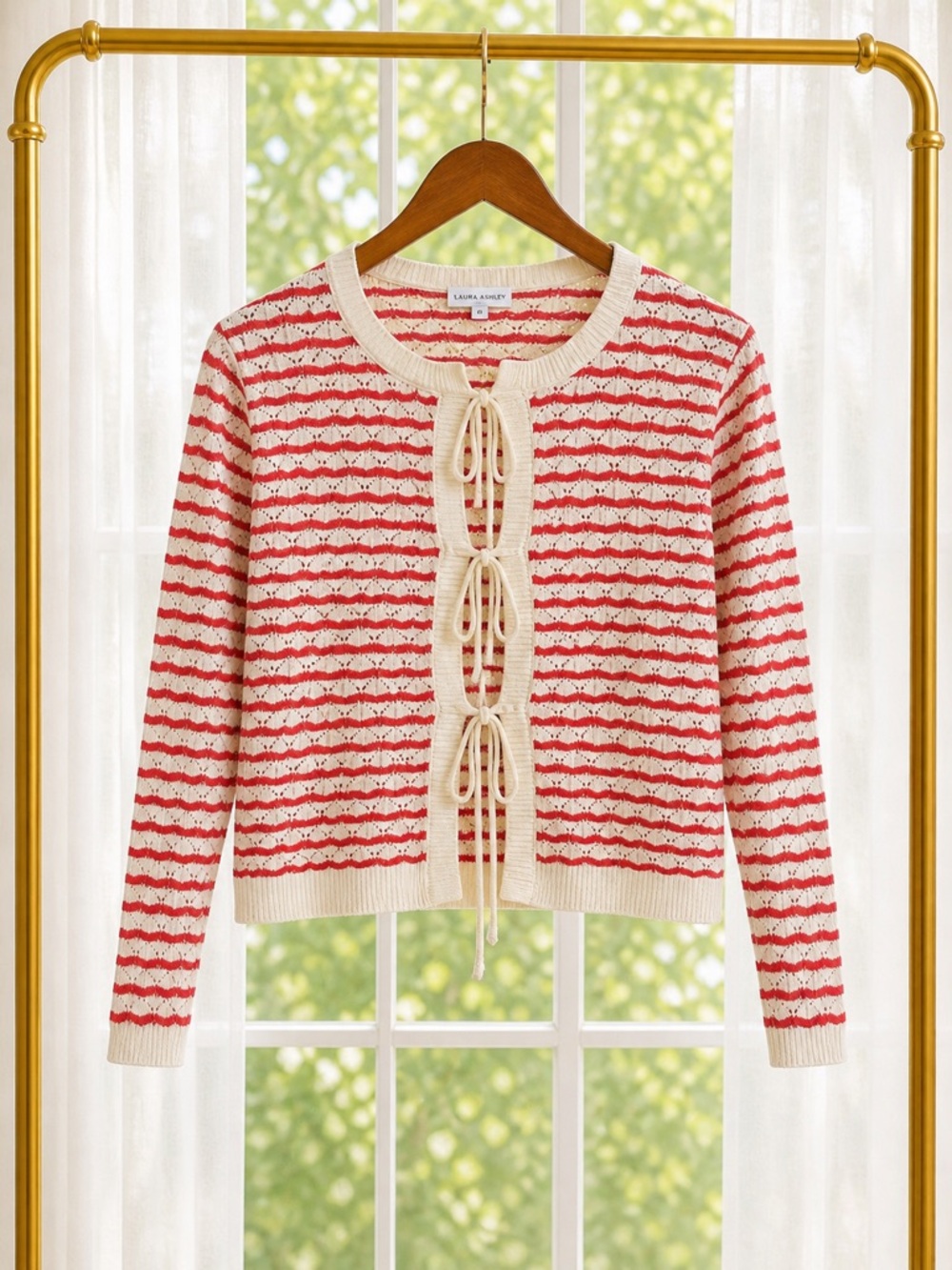 Willow & Wind Orange & Cream Striped Tie-Front Cardigan